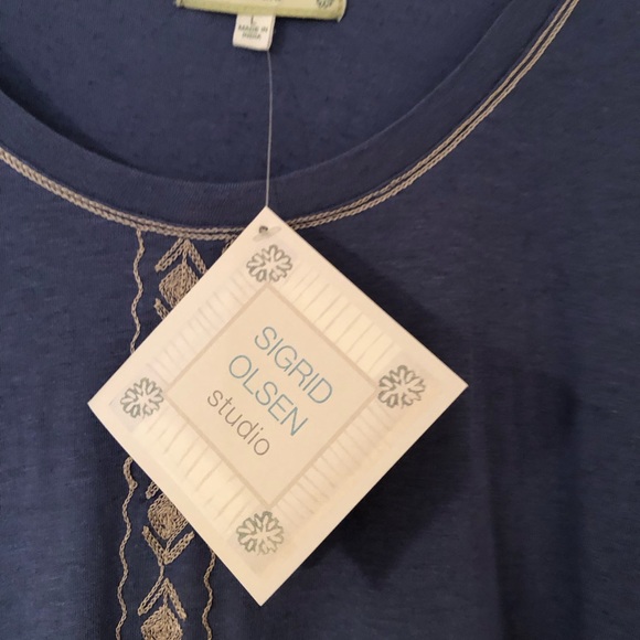 NWT Top Sigrid Olsen Long Sleeve Embroidered - Picture 6 of 7